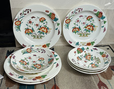 (8pcs.) Antique 18th C Qing Export Famille Rose Porcelain Plates & Berry Bowls picture