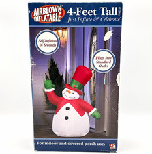 Vintage 2004 Gemmy Airblown Inflatable 4ft Snowman Christmas Decor RARE RED picture