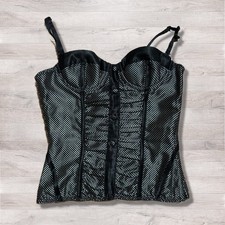 Vintage Fredericks Of Hollywood Black Polka Dot Lingerie Bustier Corset Bra 32 picture