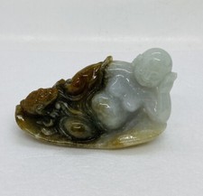 Antique Green Jade Sleeping Buddha Carved Statue Toad Frog Art 3.5” Very Rare 16 picture