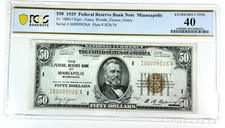 1929 $50 Federal Reserve Bank Note Minneapolis 4 Digit S/N PCGS XF 40 Fr. 1880-I picture