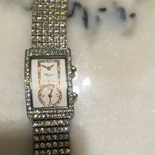 Chopard Happy Sport Women's Rectangle Quartz SS Silver Bracelet Diamond 30m picture