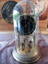 Vintage Kundo Anniversary Torsion Clock Brass Base Glass Dome Black Dial Germany picture