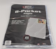 Pack of 20 BCW Pro 8 Pocket Vintage Trading Card or Coupon Album Pages picture