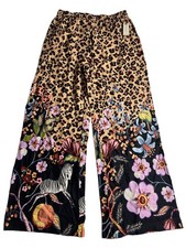 Lyrebird Anthropologie Wide Leg Pants S Leopard Floral Zebra Print Cotton NWT picture