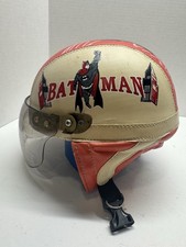 Rare Vintage Batman Kids Motorcycle Racing Helmet Smoked Visor Plastic Shell picture