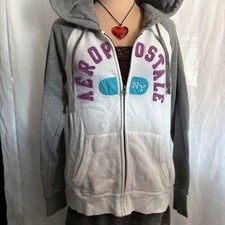 y2k vintage white and grey aeropostale zip up jacket picture