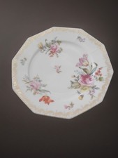 Antique PM Bavaria Old Meissen 3810 Salad Plate Octagonal Floral Gold Trim 7.75
