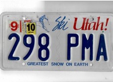 UTAH passenger 2010 license plate 