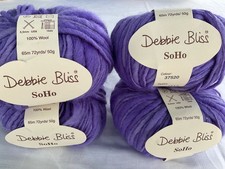 Lot 4 Debbie Bliss SoHo 100% Wool Yarn Bulky Weight purple 50g 72yd picture