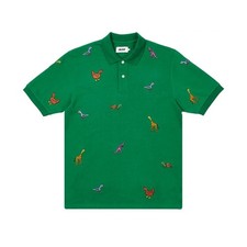 PALACE Scateboard Green Embroidered Animals Streetwear Cotton Polo T-Shirt sz M picture