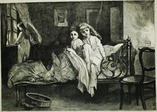 JOSEPH CLARK (1834-1926) Original SIGNED Victorian ENGRAVING Children Listening picture
