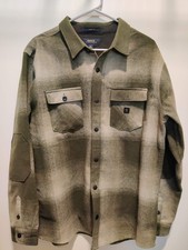 Roark Classic Fit Green Plaid Flannel Elbow Patches Men's Sz Large Shirt Jacket picture