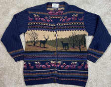 Vintage Northern Reflections by Parkhurst Woodland Scene Cardigan Women’s Large picture
