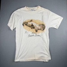 Vintage Hanes Hawaii Beach Bum Tabby Cat T-Shirt White Bob Harrison Size M 90s picture