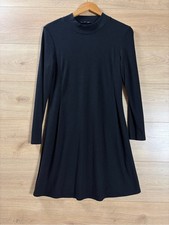 Madewell Black Long-Sleeve Ribbed Swing Dress Medium picture