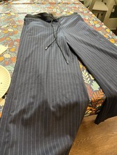 NWT Lane Bryant Ponte Womens 14/16 Pants Ankle Black PinstripePull On Drawstring picture