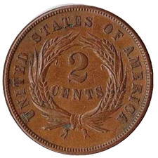 1864-1868 Two Cent Piece Coin 2c G / VG Average Circulated  - Random Date Pick picture