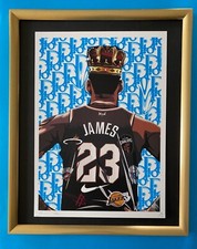 DEATH NYC Signed Large 16x20in Framed LEBRON JAMES DIOR Graffiti Pop Art COA picture