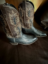 men's dan post leather cowboy boots 10D black and brown  picture