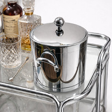 Kitchencraft Americano 5 Qt. Chrome Ice Bucket Lid, Metal Side Handles USA Made picture
