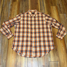 Vintage Polo Ralph Lauren RL Flag Orange & Blue Plaid Shirt Classic Fit Size XL picture