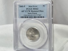 2005 P 5C Nickel MINT ERROR 60° CCW Rotated Dies Satin Finish PGCS MS 62 picture