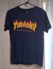 Thrasher Flame Logo T-Shirt Men’s Small Navy Blue picture