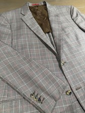 🇮🇹 ISAIA 🤌 Mens Sport Coat 🧵 Aqua Cashmere & Silk Gray Plaid 📏 IT 56/US 46 picture
