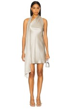 Auteur Studio Cassidy Dress in Grey Small New Womens Silver Satin Mini picture