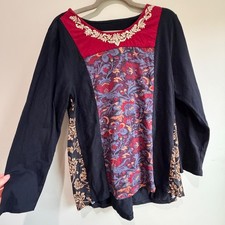 Soft Surroundings Floral Embroidered Tunic Top Womens PL Boho Whimsigoth picture