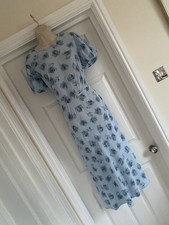 EXQUISITE BNWT M&S SIZE 18 USA 14 SOFT BLUE BLOOMS DITSY FIT & FLARE DRESS picture