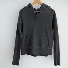 Nili Lotan Janie Hoodie Womens Small Washed Black Distressed Grunge USA Made picture