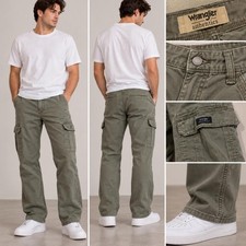 Wrangler Authentics Mens Olive Green Cargo Utility Pants 29x30 Cotton Spandex picture