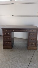 Sligh Executive Desk Mahogany Leather Top Brass Drawer Pulls picture