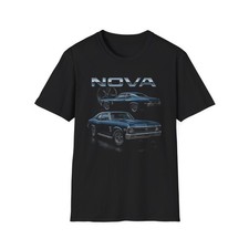 1970 Chevy Nova SS T-Shirt – Vintage Blue Muscle Car Graphic Retro Racing Tee picture