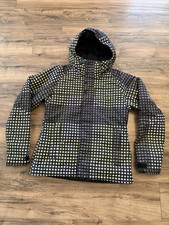 Burton Women’s Dryride Snowboard Jacket Large L Yellow Black Plaid Waterproof picture