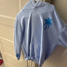 Pink palm puff hoodie blue picture