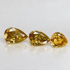 Untreated 0.22ct 3pcs Natural Fancy Warm Hue Color Pear Shape Loose Diamonds VS picture