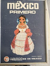 Vintage Aeromexico Aeronaves de Mexico travel poster traditional Mexican woman picture
