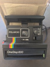 Vintage Polaroid OneStep 600 Rainbow Stripe Instant Film Land Camera w/ Strap picture