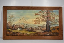 Vintage Art Painting Smoky Mountains Fall Colors Hillside Oak Folk Landscape picture