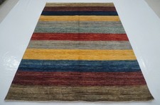 5x8 ft Striped Gabbeh Multicolor Afghan Hand Knotted Wool Area Rug picture