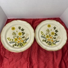 Mikasa 10.5” Dinner Plates Garden Club FRESH FLORAL Set of 2 Japan Vintage picture
