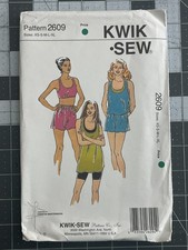 Vintage 1997 Kwik Sew 2609 Racerback Tops Shorts Pattern XS-XL Uncut picture