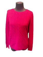 Talbots Women’s L Pink Cable-Knit Crew Neck Pullover Sweater NWT  Lambswool Blen picture