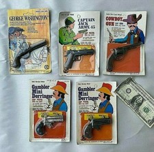 Set of 5 Miniature Die-cast Mini  Metal  Cap Guns 1970's Old Store Sock picture
