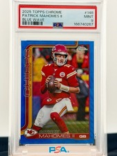 2025 TOPPS CHROME BLUE WAVE #148 PATRICK MAHOMES II /150 PSA 9 picture