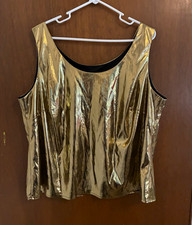 Dressbarn Woman Collection Metallic Gold/Black Sleeveless Scoop Neck Tank 18W picture