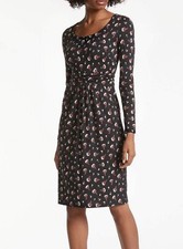 Boden Women Mable Black Poppy Dress Long Sleeve A-Line Size US8L Tall picture